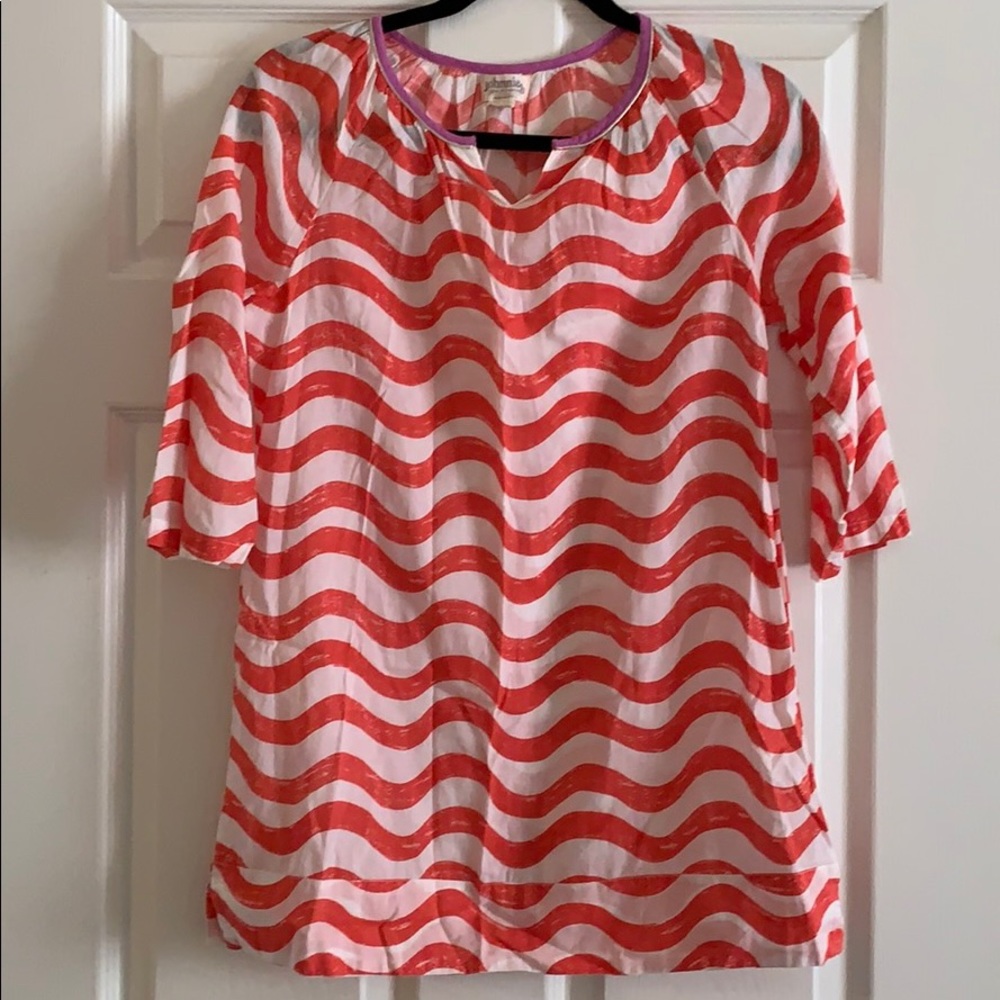 Boden johnnie b Girls Wavy Stripes Tunic Swim Coverup